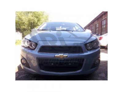 Защита радиатора Chevrolet Aveo 2012- black низ. от RUSSTAL Защита радиатора Chevrolet Aveo 2012- black низ.