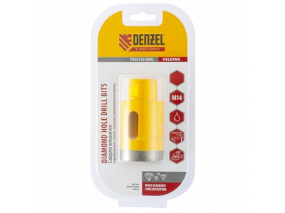 Сверло алмазное по керамограниту, 35 мм, мокрая резка, М14 Denzel